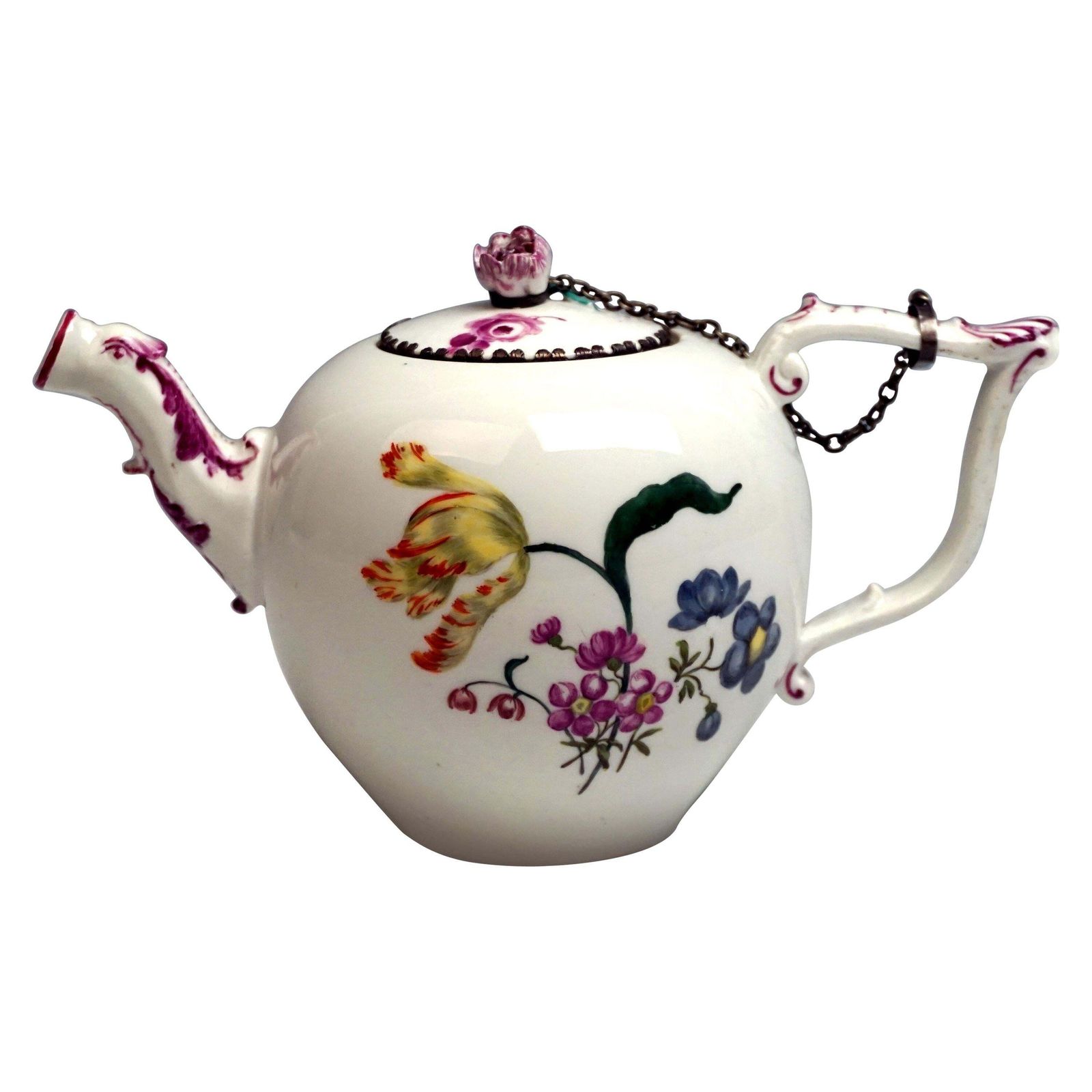 Meissen Tea Pot With Animal Spout And Flower Decoration Rococo Period Circa 1740