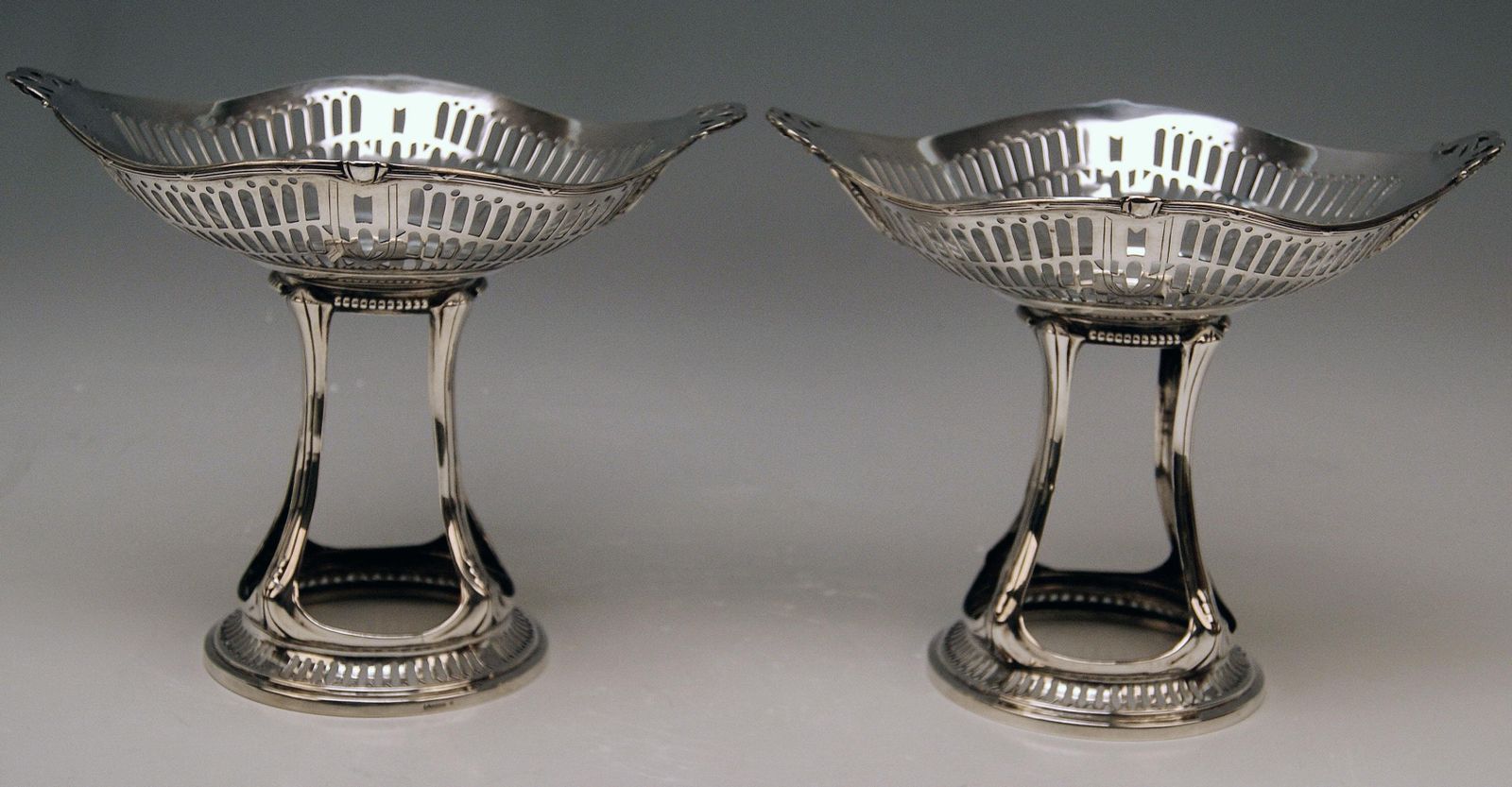Silver Art Nouveau Pair Of Centrepieces Holders Bruckmann And Sons, Germany 1900 photo buy
