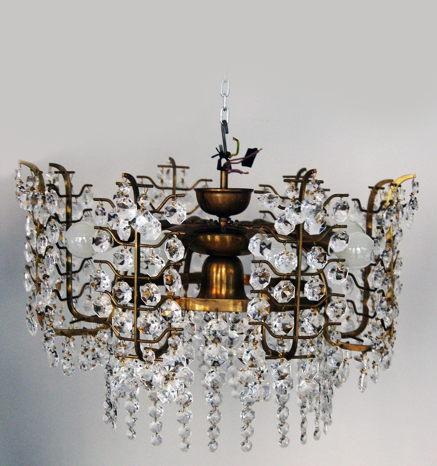 Stunning Crystal Glass Chandelier Nine Bulb Sockets Bakalowits Vienna, 1950 photo furniture