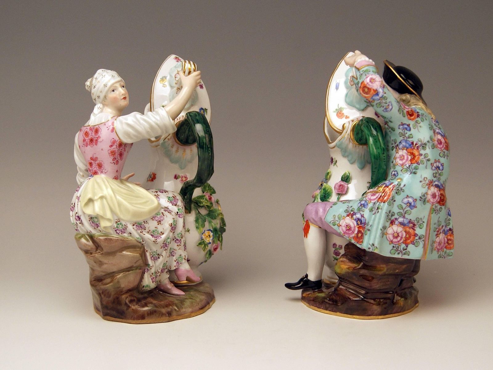 Meissen Pair Of Figurines With Jug Pitcher By Eberlein Models 1234 907 Made 1850 photo 3375.0