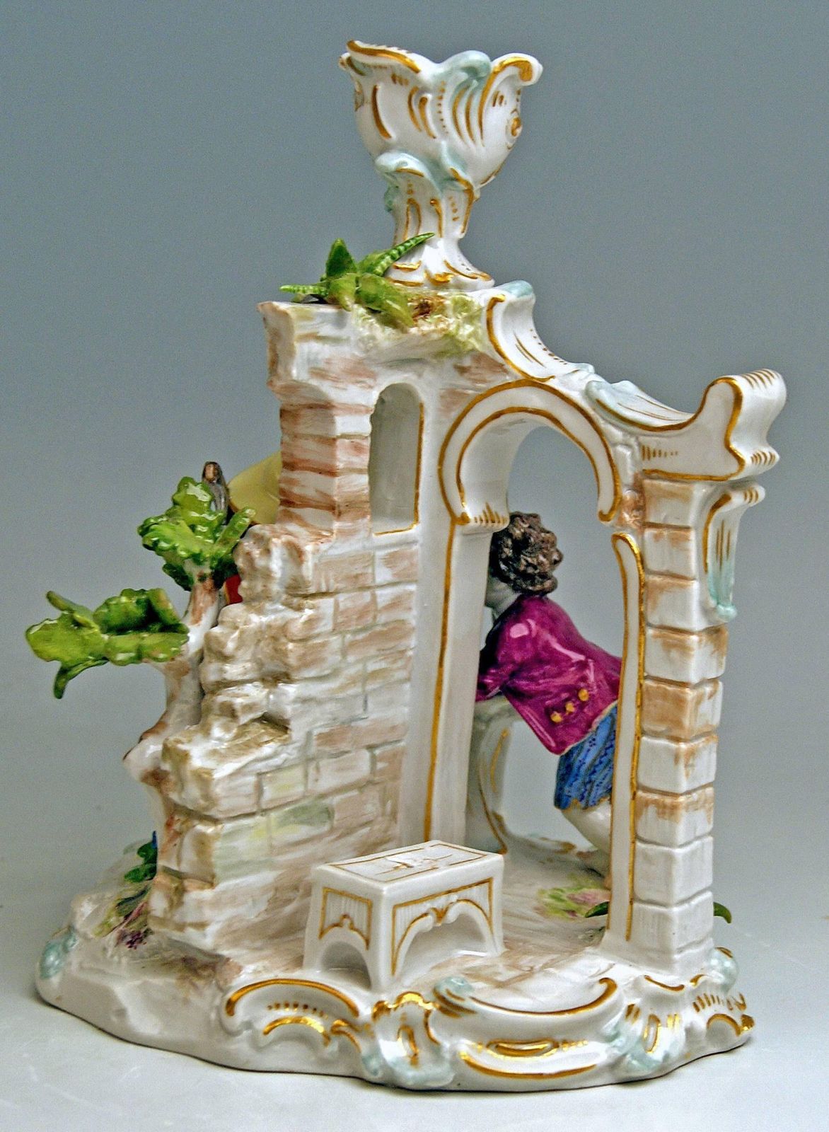Meissen Candlestick With Figurines Gardener Children Model R 185, Circa 1870 photo Home Decor