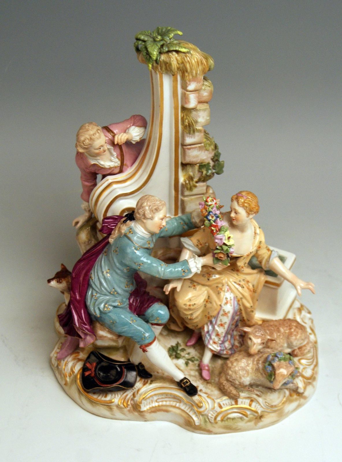 Meissen Shepherds Figurines Model 2870 Johann Joachim Kaendler, Circa 1850 photo buy