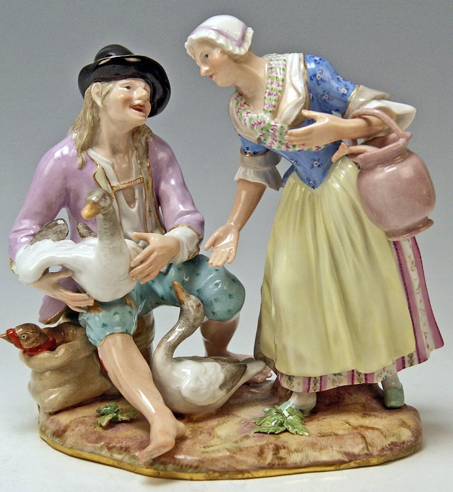 Meissen Rare Figurine Group The Deal With Geese By Circle Of J.J.Kaendler C.1870 photo 2842.0