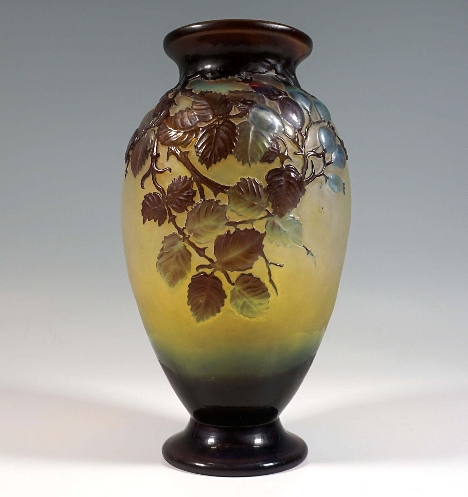 Emile Galle Soufflé Vase Gallé Nancy Art Nouveau Wild Rose France C.1925 photo furniture