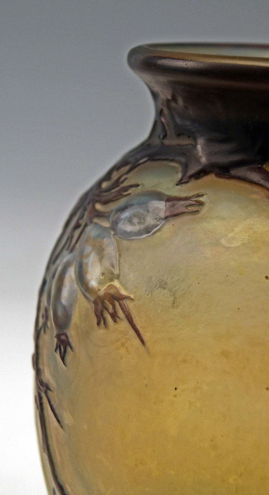Home Decor Emile Galle Soufflé Vase Gallé Nancy Art Nouveau Wild Rose France C.1925 photo