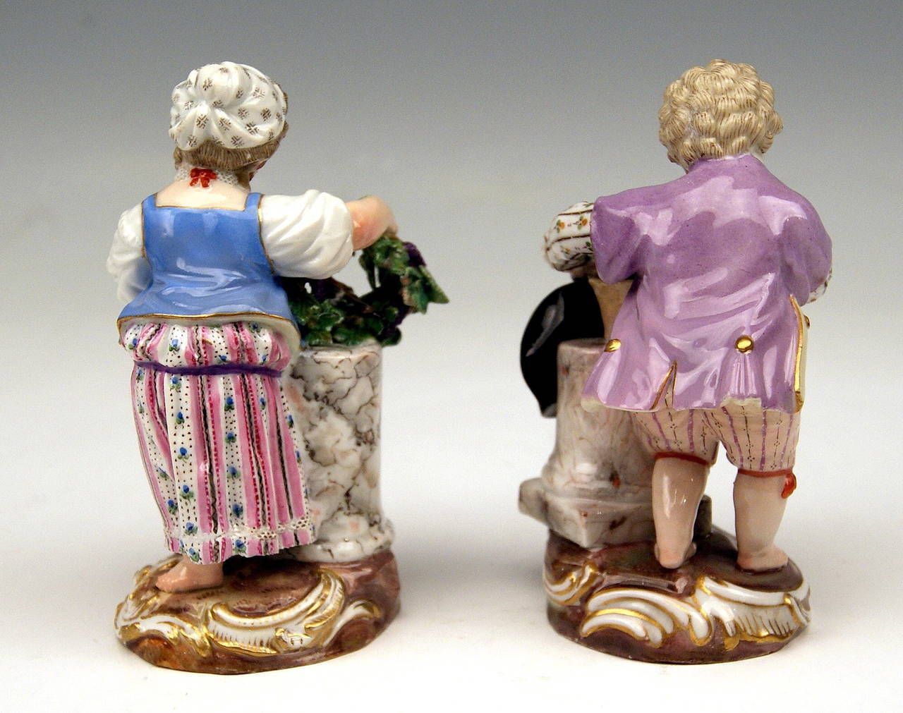 Meissen Two Children Seasons Figurines The Fall Model F 24 Acier C.1870 photo Home Decor