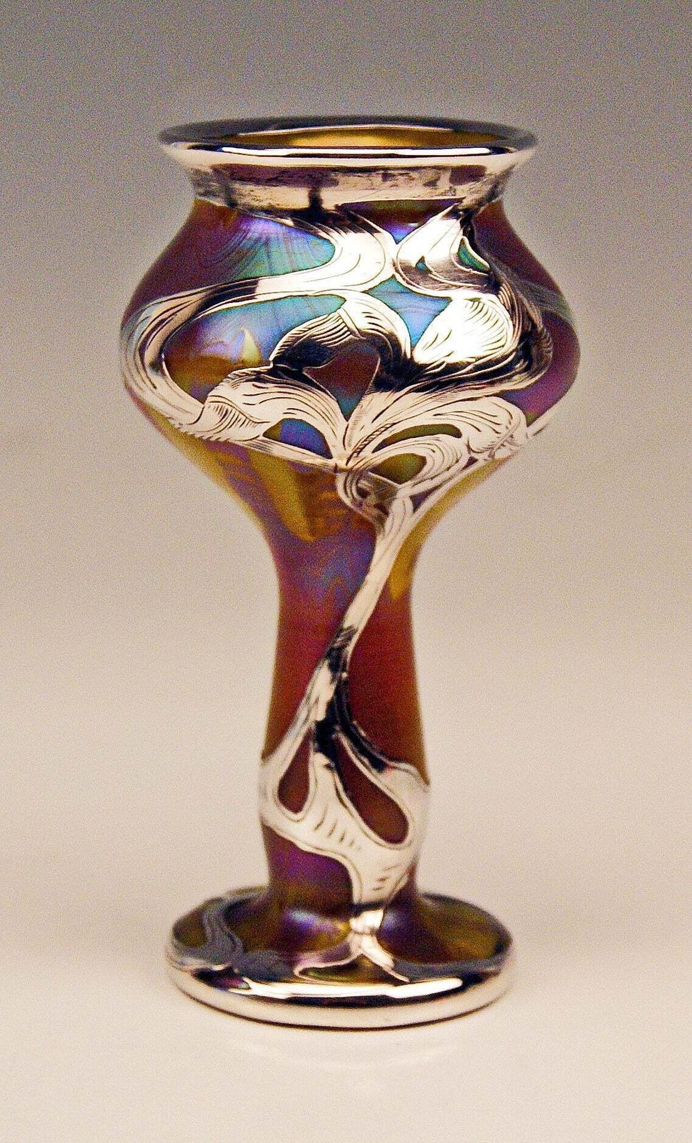 Vase Loetz Widow Art Nouveau Phaenomen Gre Silver Overlay, Circa 1900 photo for sale