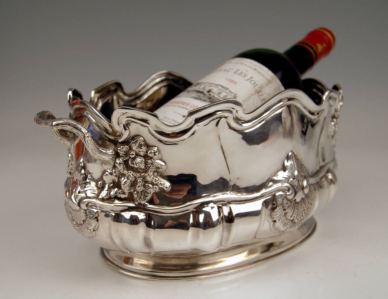 Silver Swiss Wine Cooler Bottle Holder Made In Geneva, Switzerland, Circa 1900 photo 2267.0