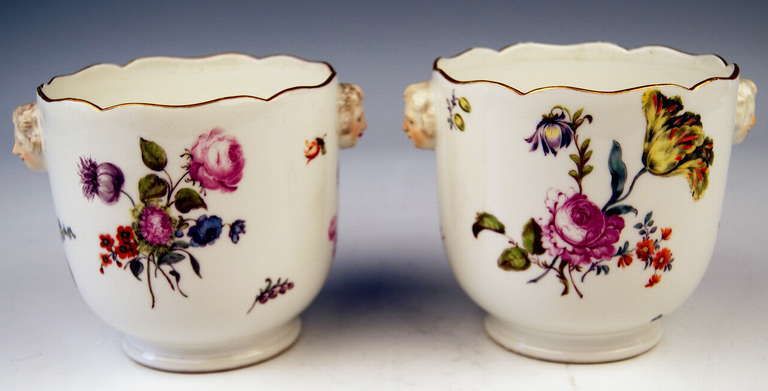 Meissen Pair Of Cachepots Planters Flower Blossoms Rococo Period C. 1750 photo furniture