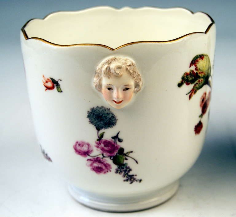 Meissen Pair Of Cachepots Planters Flower Blossoms Rococo Period C. 1750 photo buy
