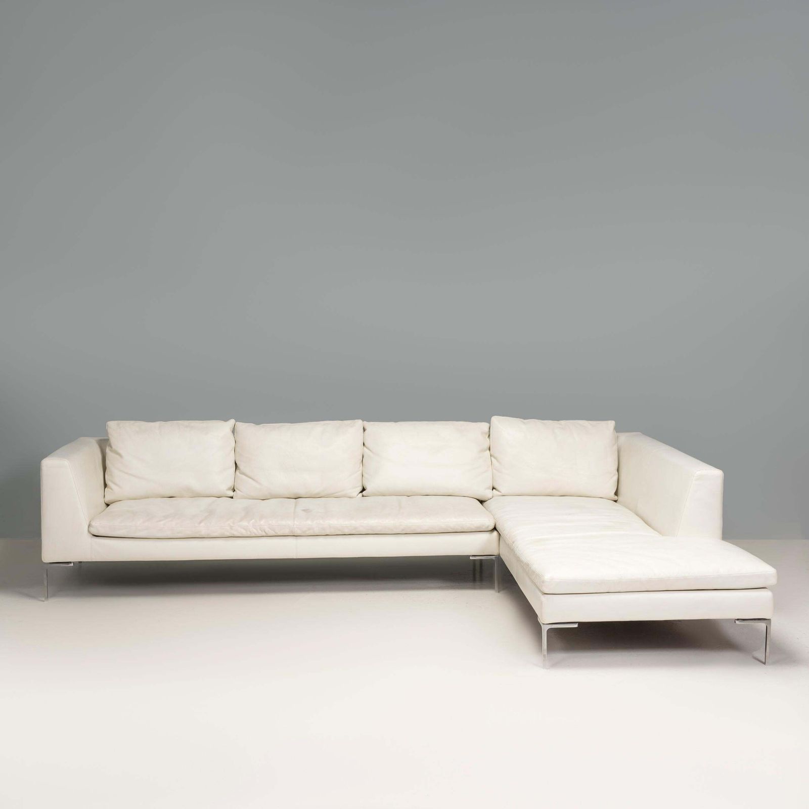 B&B Italia By Antonio Citterio Ivory Cream Leather Charles Corner Sofa photo furniture