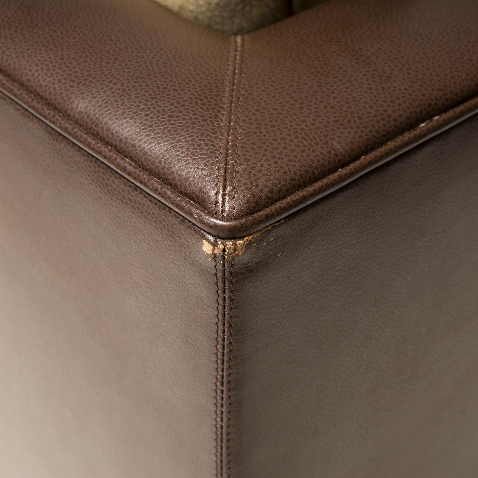photo furniture Philippe Hurel Brown Leather & Fabric Loveseat Sofa