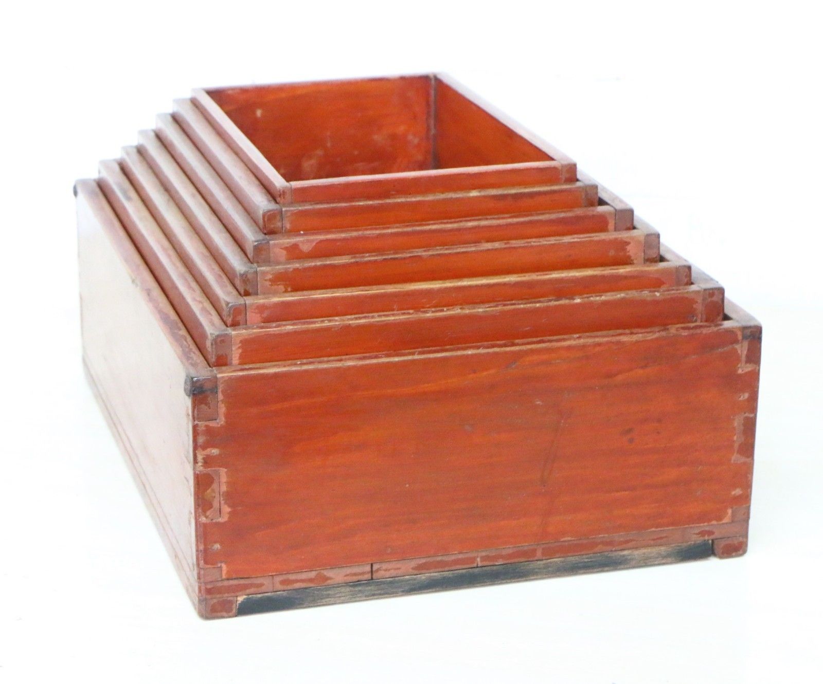 A Set Of 7 Vintage Japanese Wooden Lacquer Boxes Nesting Set Wedding & Ceremony photo Home Decor