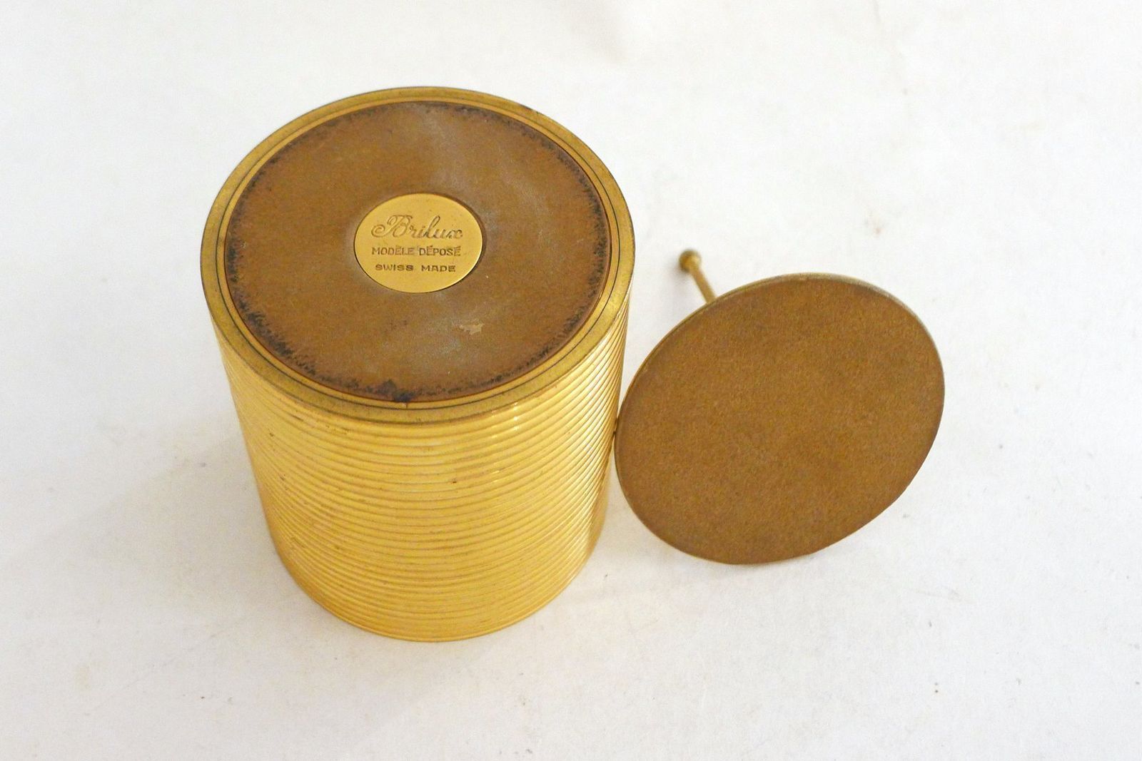 Tobacco Jar Box In Gilded Brass By Brilux For Dunhill, Switzerland, 1950s photo buy