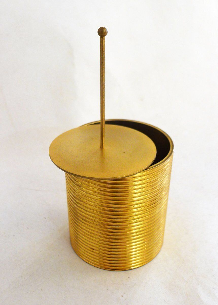 photo for sale Tobacco Jar Box In Gilded Brass By Brilux For Dunhill, Switzerland, 1950s