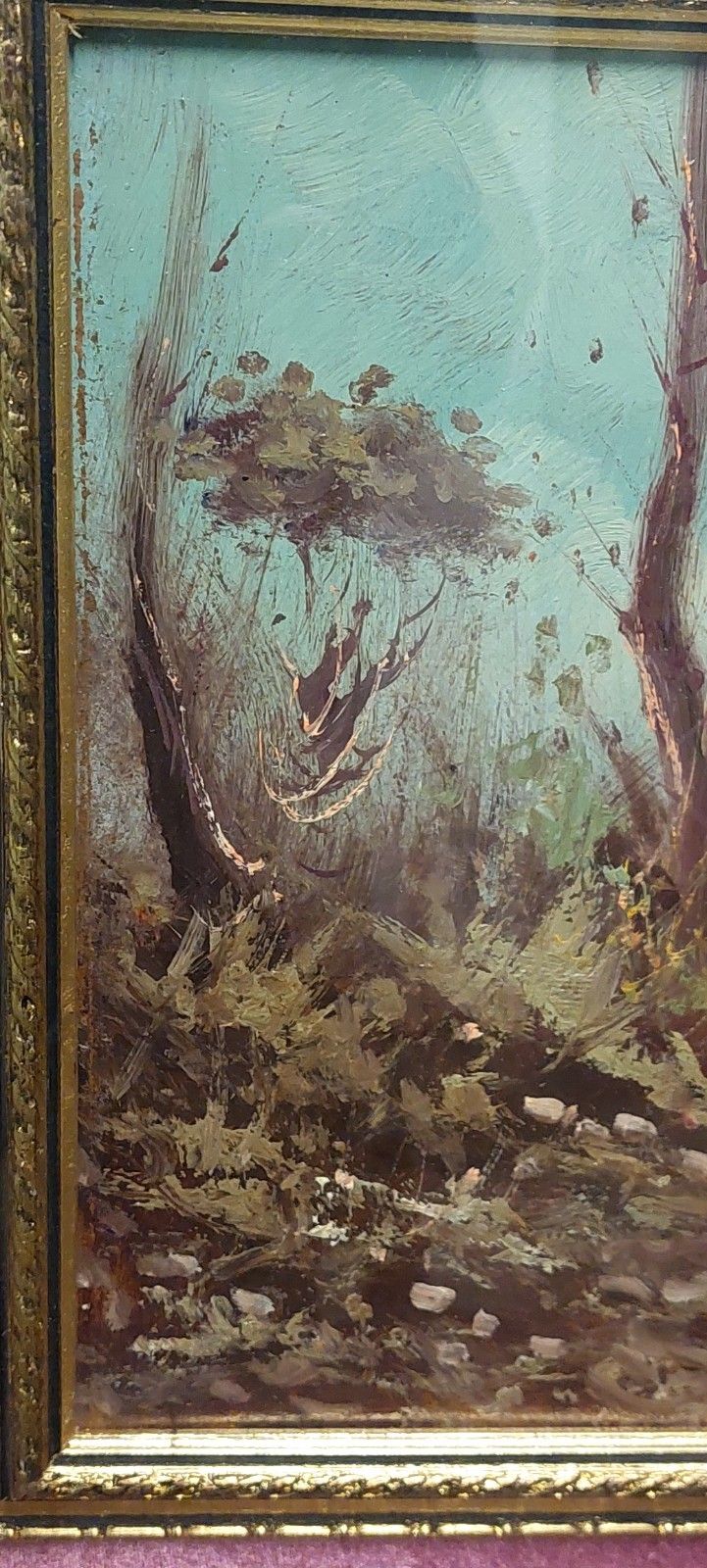 Oil Painting On Faesite Landscape Signed "De Boni" 60s Frame photo Art