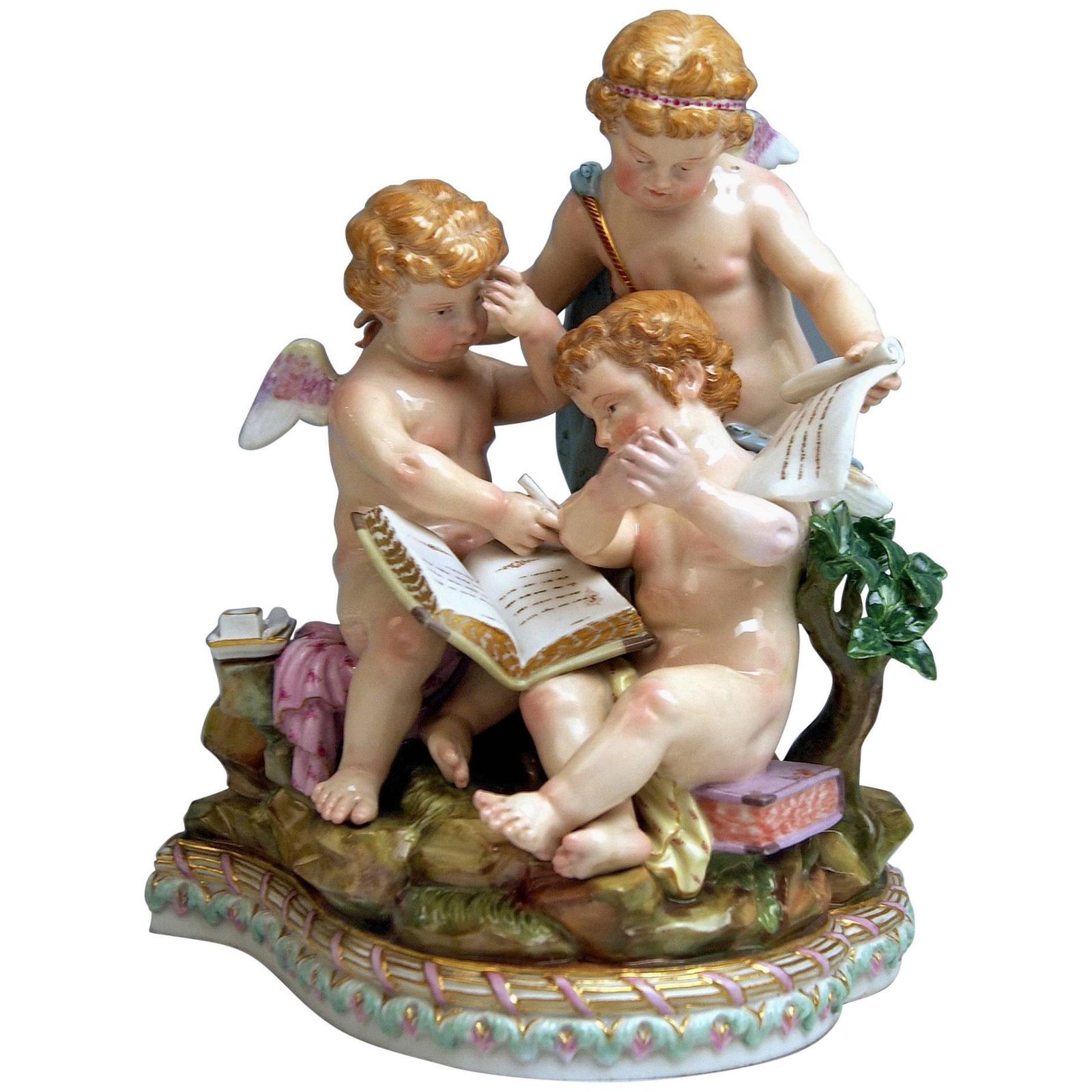 Meissen Figurines Cherubs Allegory Of Arithmetic Model 12 By Acier, Circa 1860