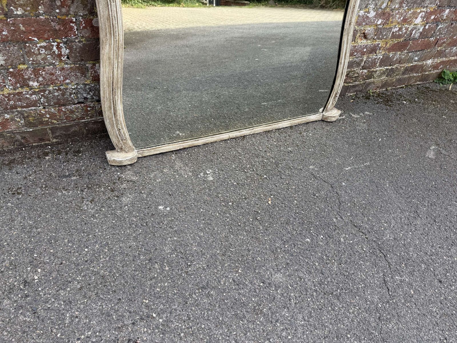 A Stunning Large Antique English 19th C Painted Hour Glass Framed Mirror. photo vinterior