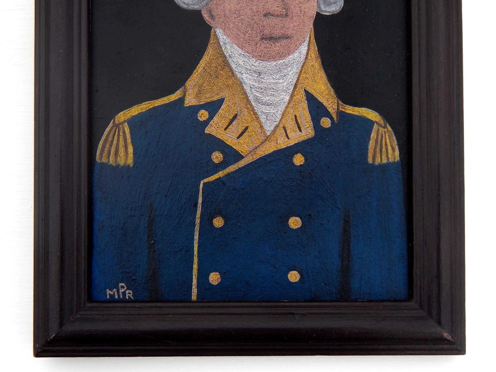 Victorian Admiral Painting: Original Folk Art Portrait In Vintage Frame photo 295.0