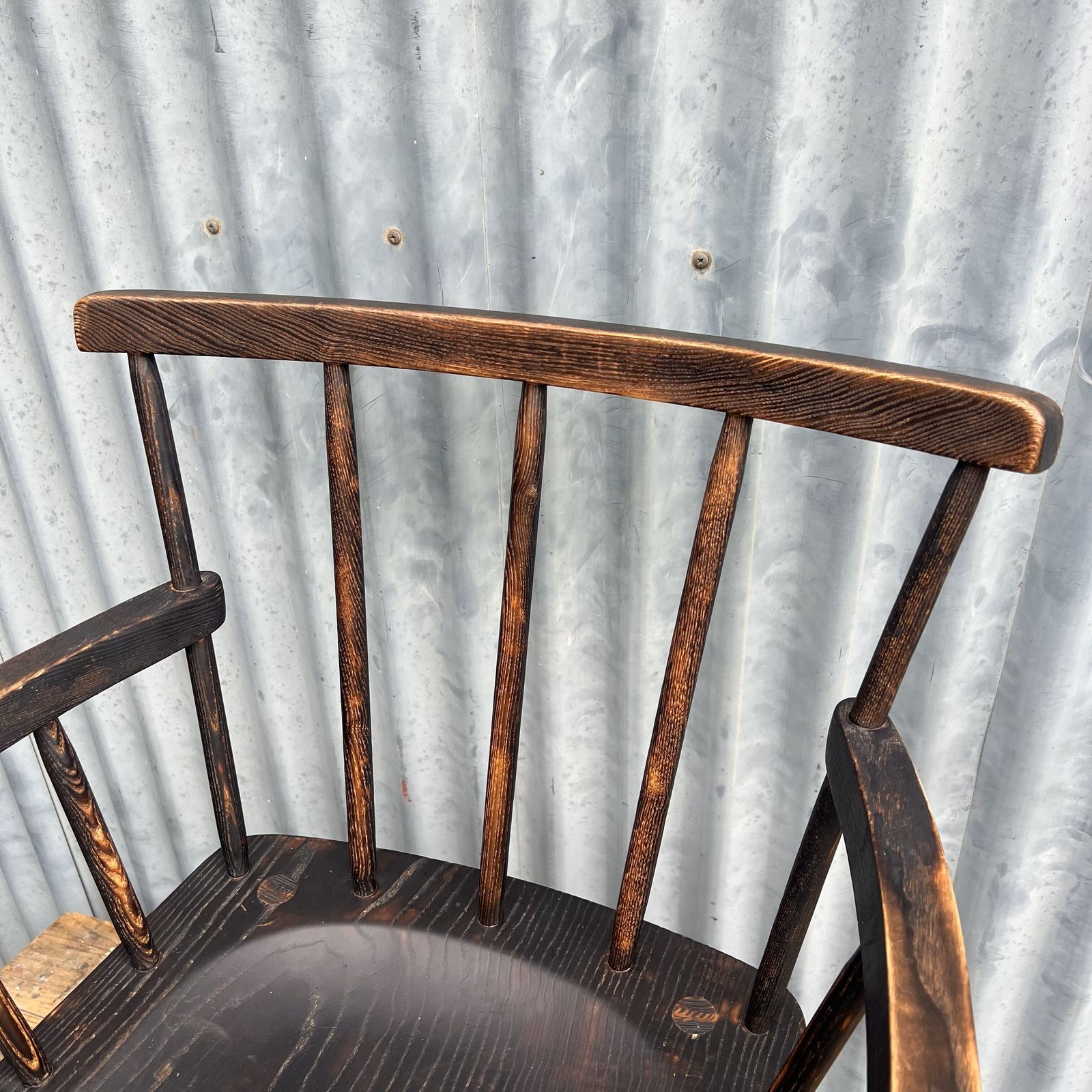 150.0 Primitive Windsor Stick Style Ebonised Arm Chair photo