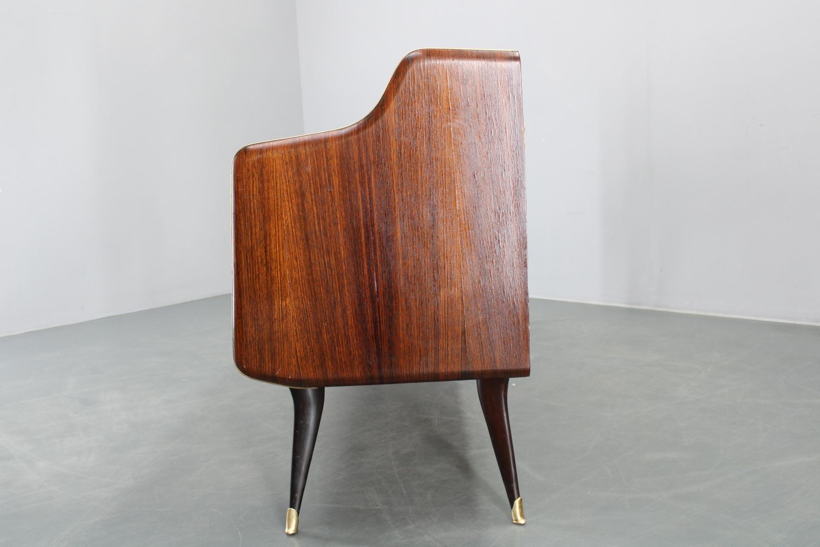 photo for sale 1950s Organic Italian Sideboard With Glass Top And 4 Drawers