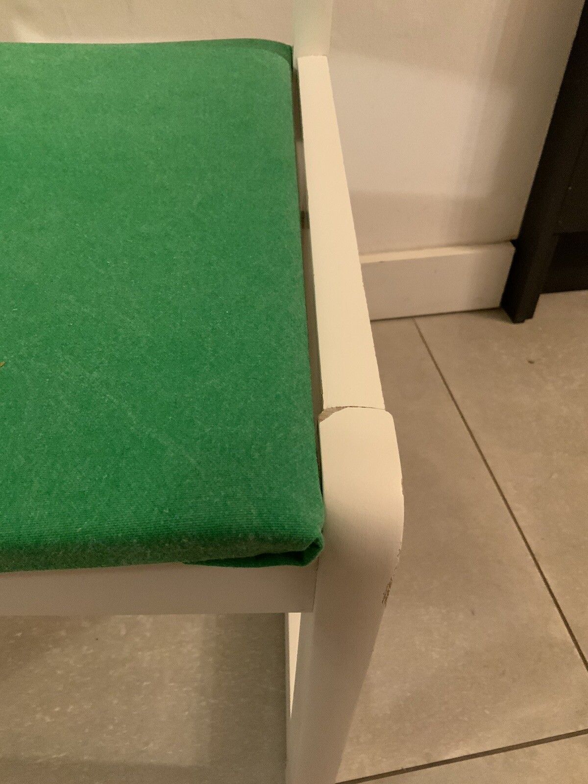 photo for sale A Pair Of White Mid Century German Dining Chairs With Green Reupholstery