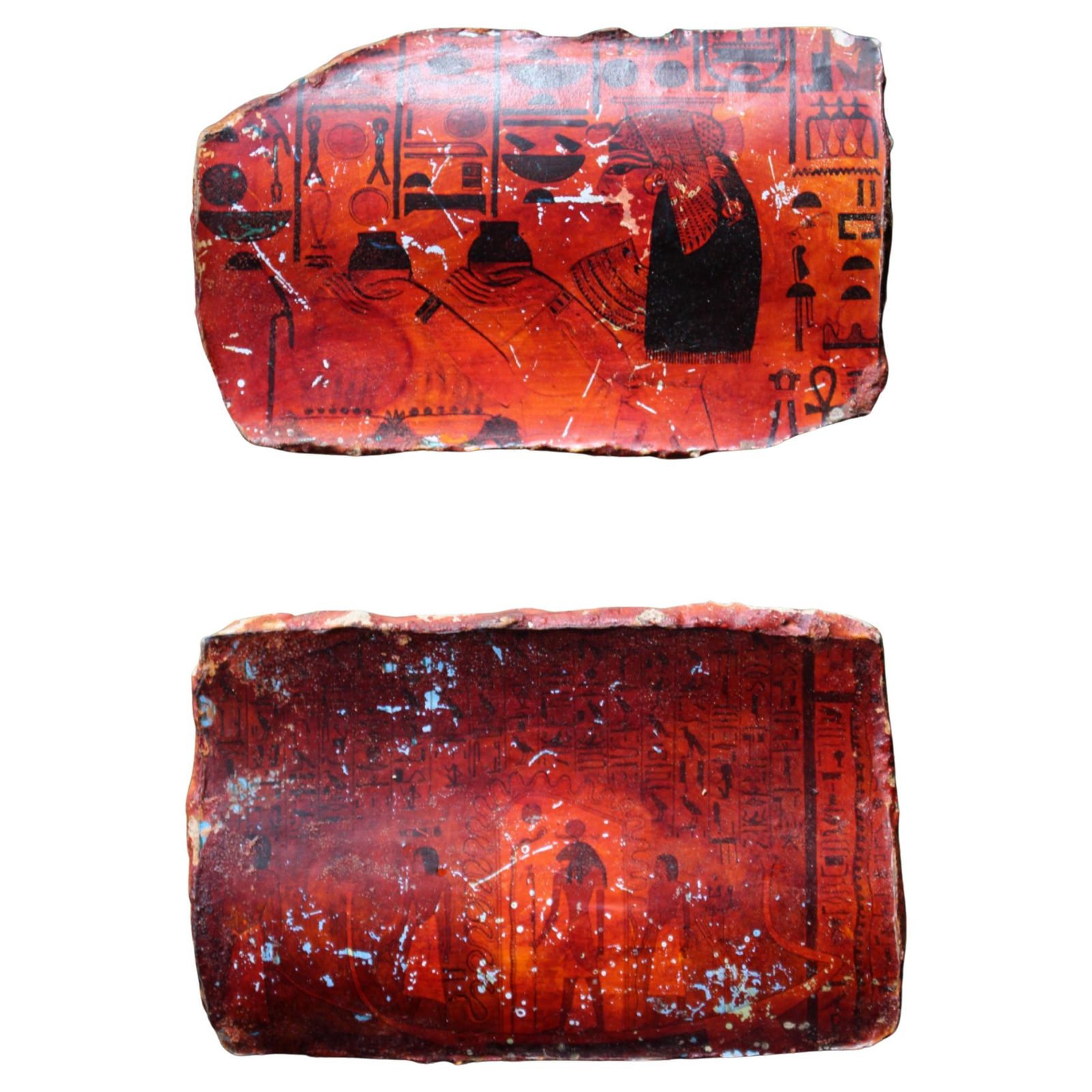 Circa 1920 Pair Of Egyptian Tourist Mummy Or Coffin Caucus Panels Grand Tour