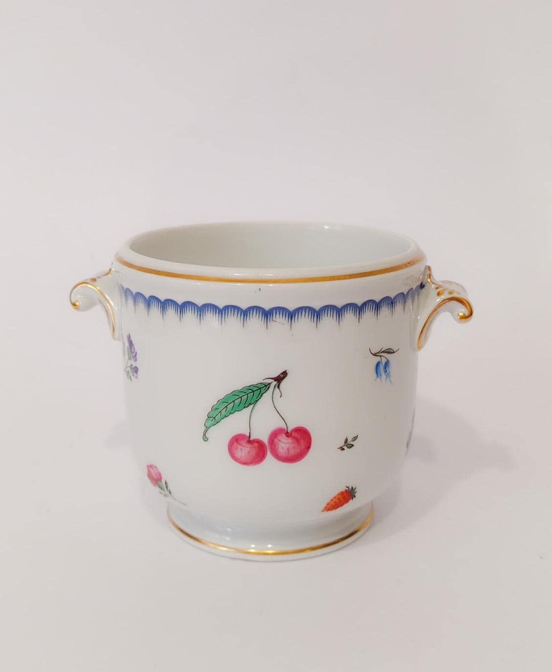 Cache Pot Porcelain Ginori Manifattura Di Doccia Decoration Italian Fruit Vintage Design 1950s