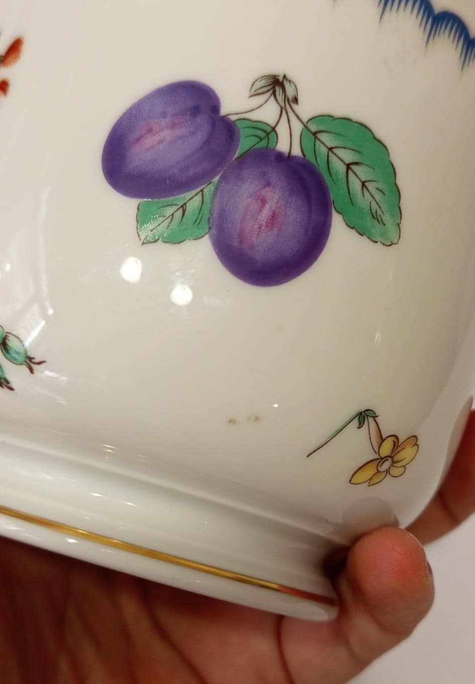 Cache Pot Porcelain Ginori Manifattura Di Doccia Decoration Italian Fruit Vintage Design 1950s photo vintage