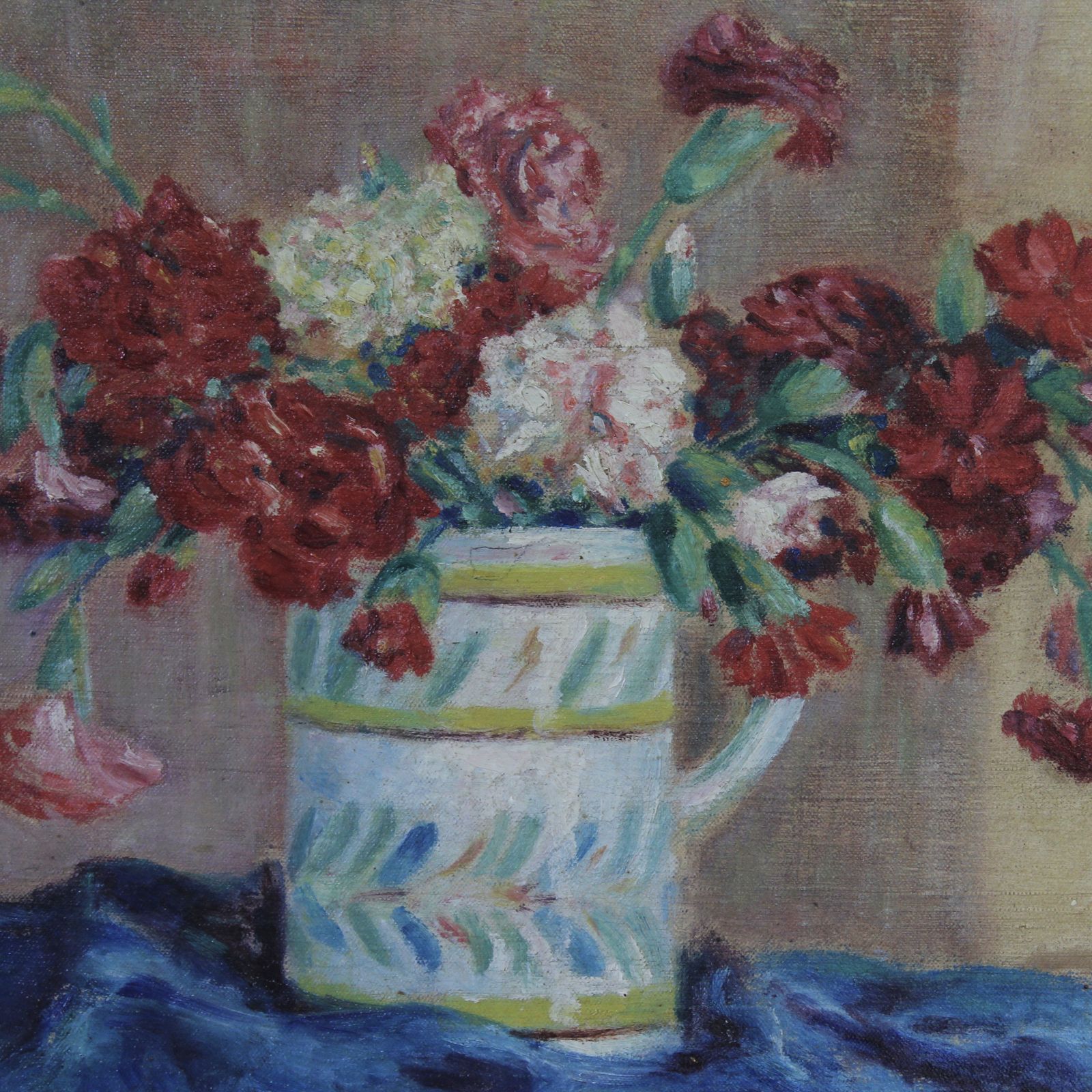 Antique French Floral Painting, Dated 1914 photo 236.0