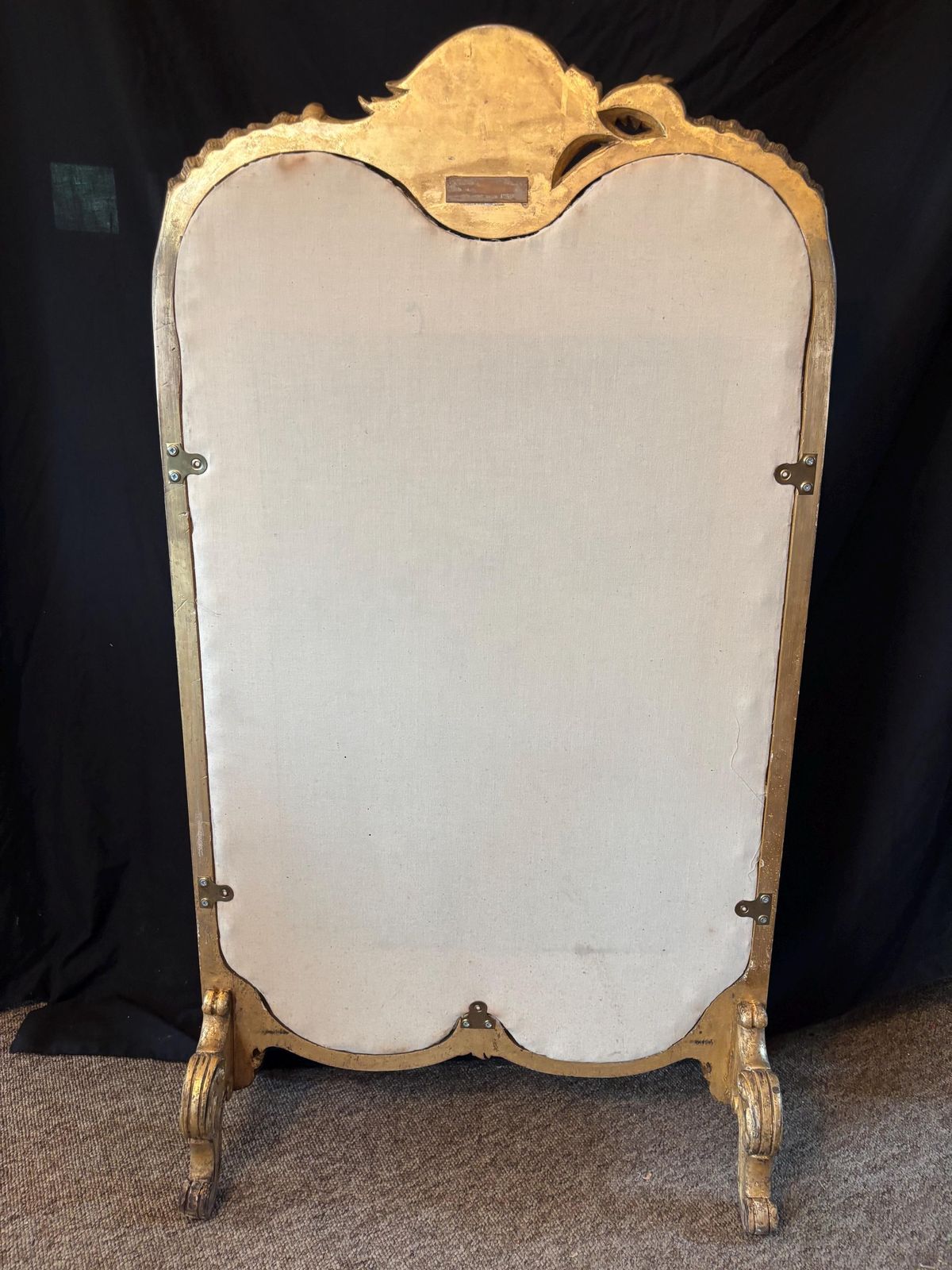 Antique French Georgian Period Tapestry Large Gilt Gesso Rocco Fire Screen Stand photo Home Fixtures