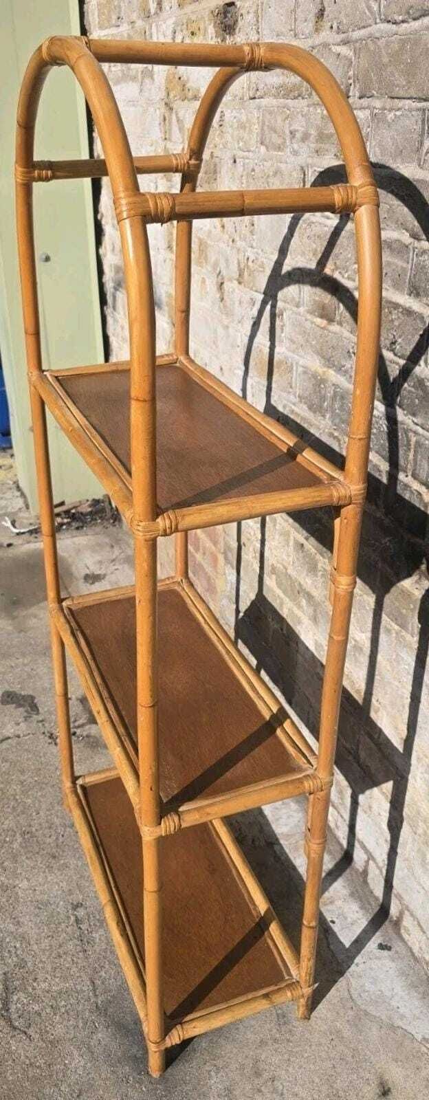 Bamboo Rattan Cane Mid Century Retro Vintage Shelving Unit photo vinterior