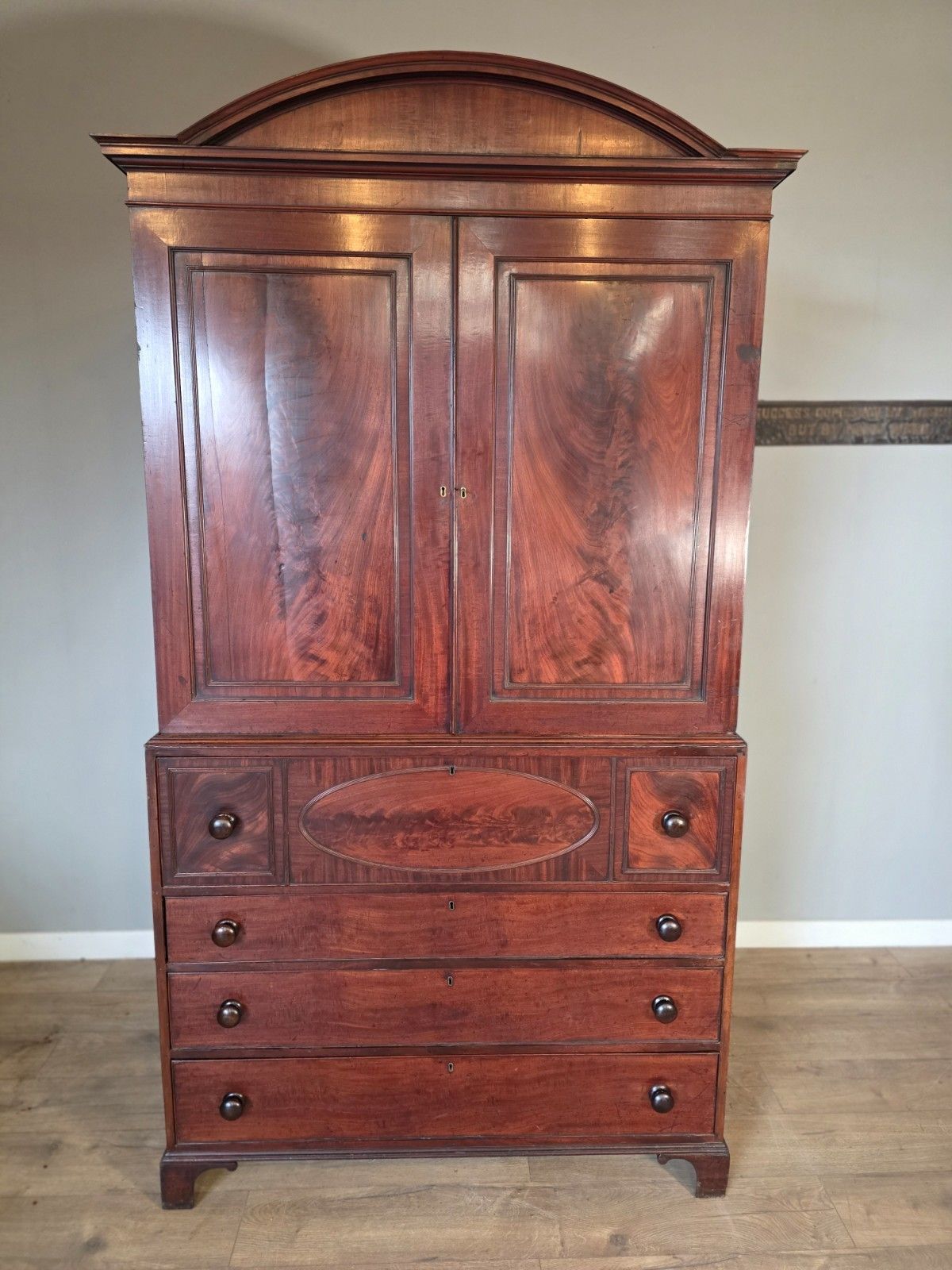 Antique Late George 111 Mahogany Linen Press Circa 1800s