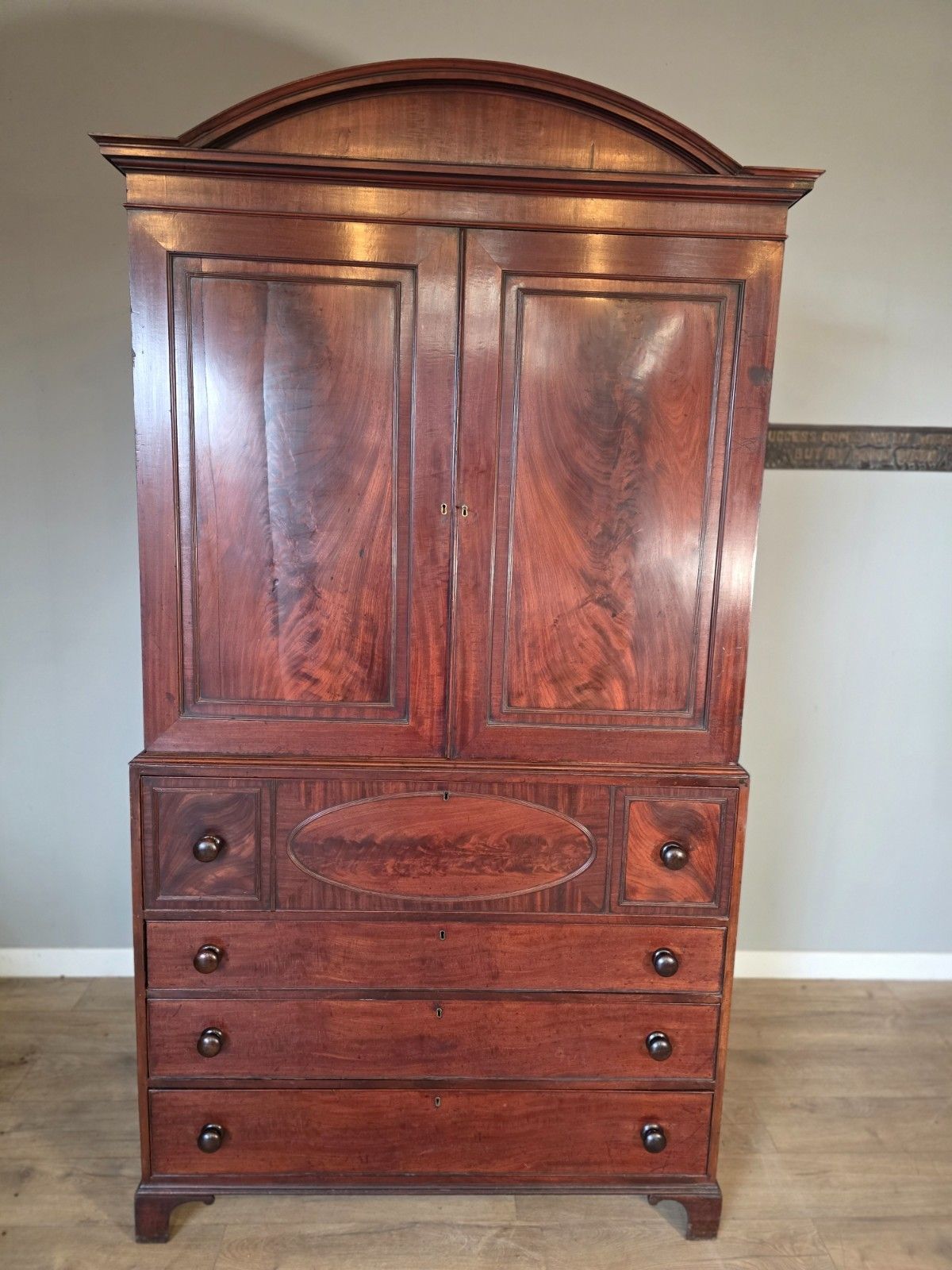 Antique Late George 111 Mahogany Linen Press Circa 1800s photo furniture