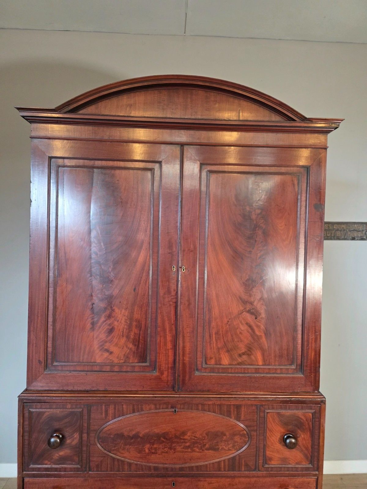 Antique Late George 111 Mahogany Linen Press Circa 1800s photo buy