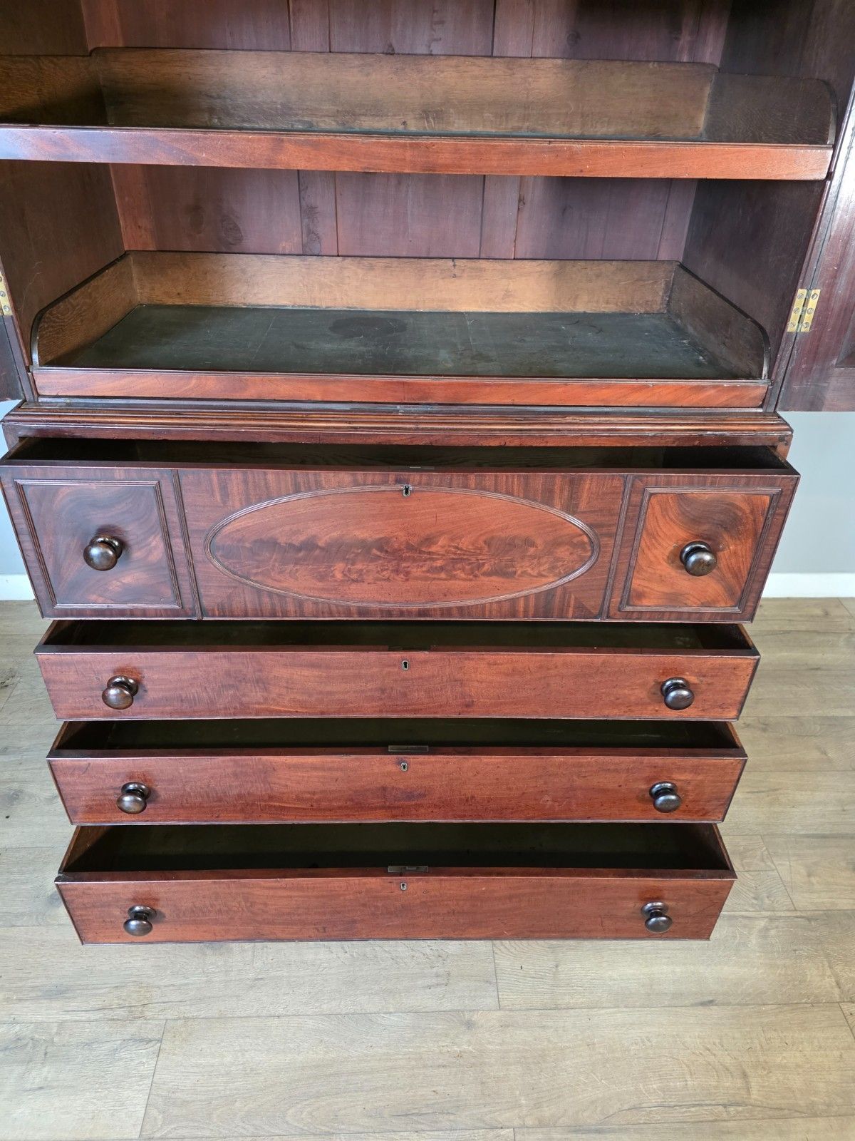 photo buy Antique Late George 111 Mahogany Linen Press Circa 1800s