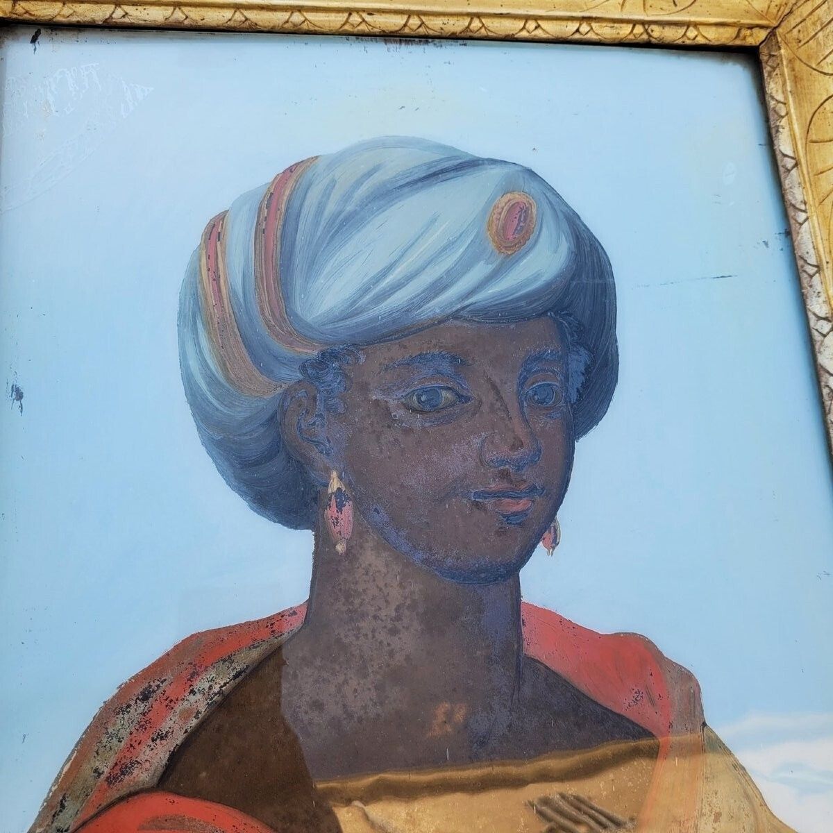 Allegory Of Africa, Framed Fixe Sous Verre, 19th Century photo buy