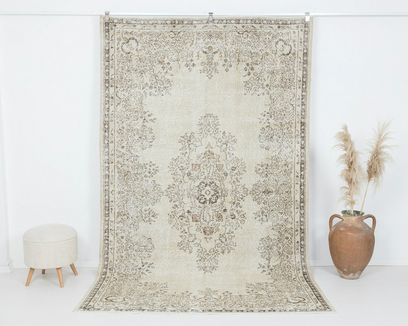 6x10 Turkish Rug, Neutral Vintage Rug, Antique Handmade Rug, Oushak Rug, Anatolian Rug,Low Pile Rug, Living Room Rug,Old Rug,Area Rug, A4107