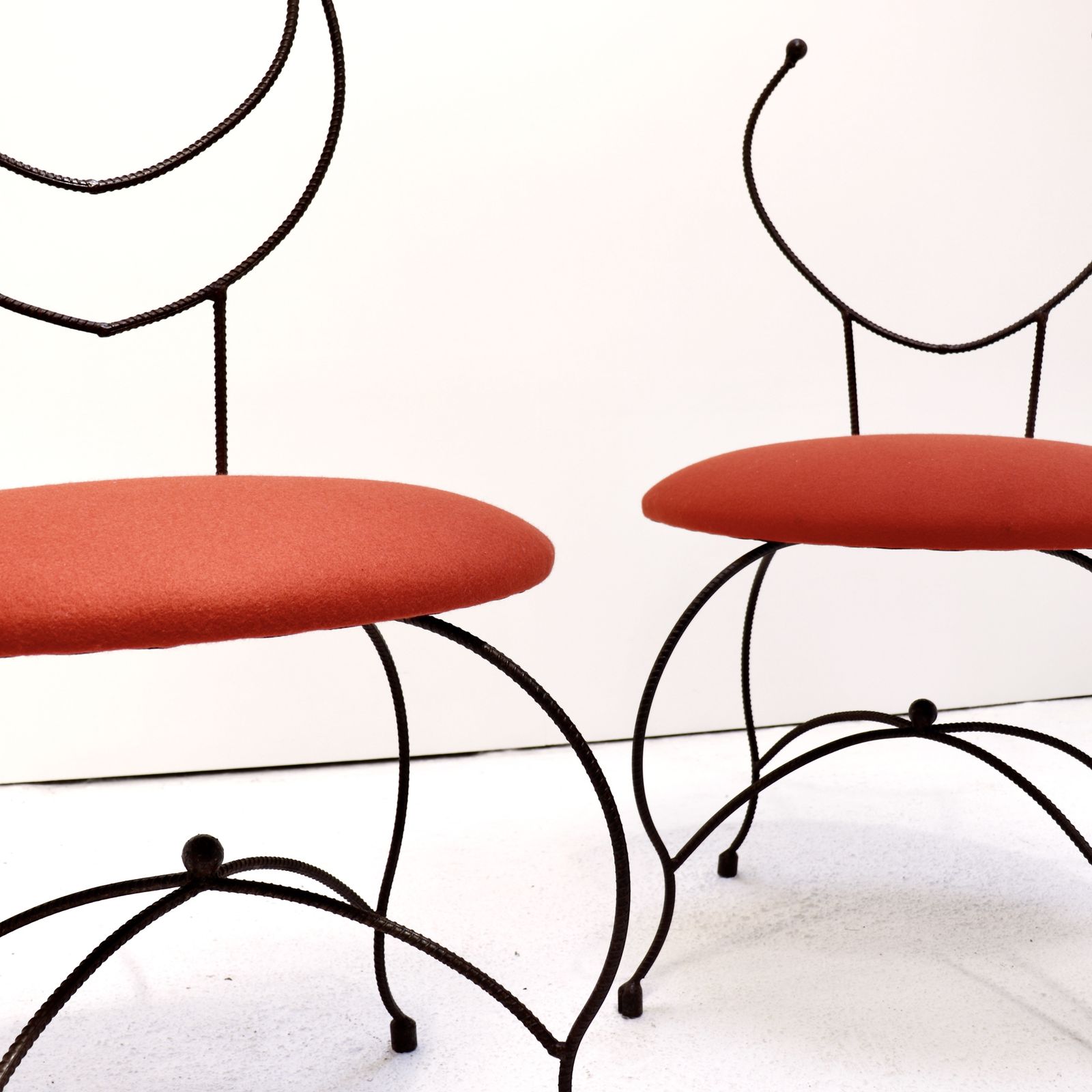 Pair Of Artisan Blacksmith Made Chairs With Kvadrat Wool Seats photo for sale