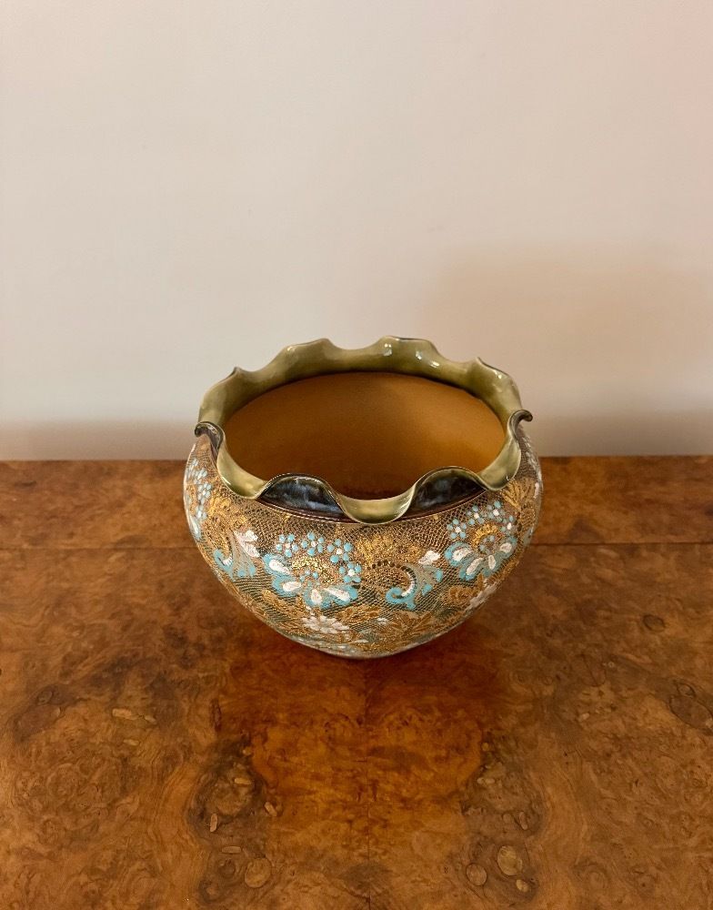 Stunning Quality Antique Doulton Burslem Jardiniere photo vinterior