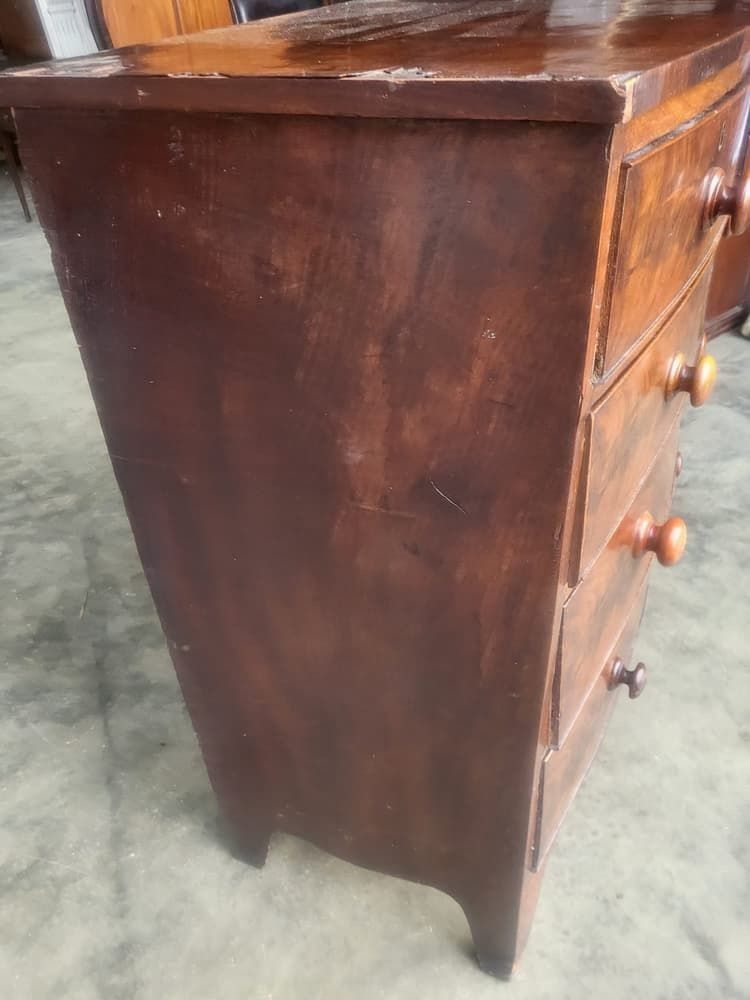 Antique Victorian Mahogany Bow Front 2 Over 3 Chest Of Drawers photo 260.0