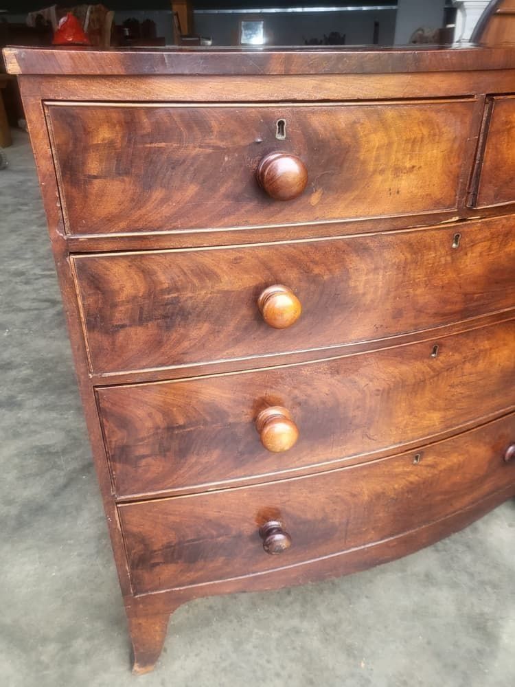 Antique Victorian Mahogany Bow Front 2 Over 3 Chest Of Drawers photo buy