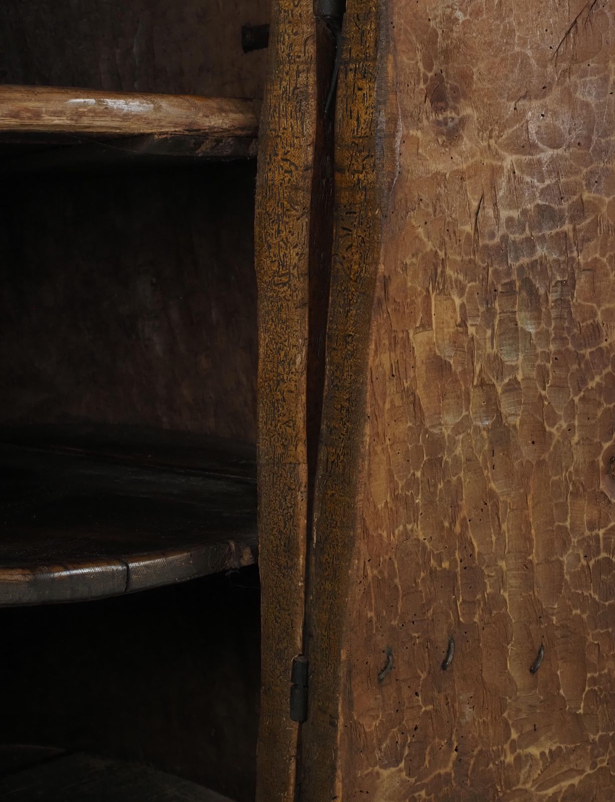 Primitive Folk Art Cabinet Made Of An Old Tree Trunk Early 1900s photo for sale