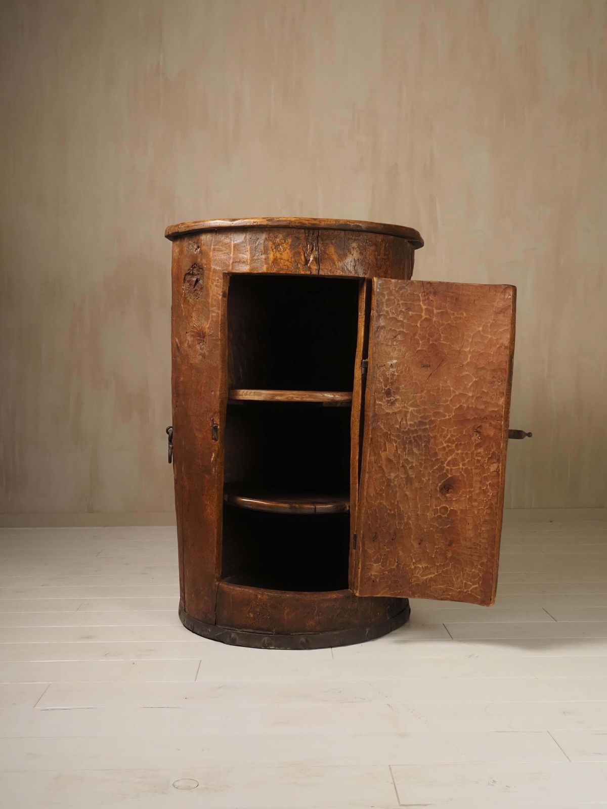 Primitive Folk Art Cabinet Made Of An Old Tree Trunk Early 1900s photo vintage