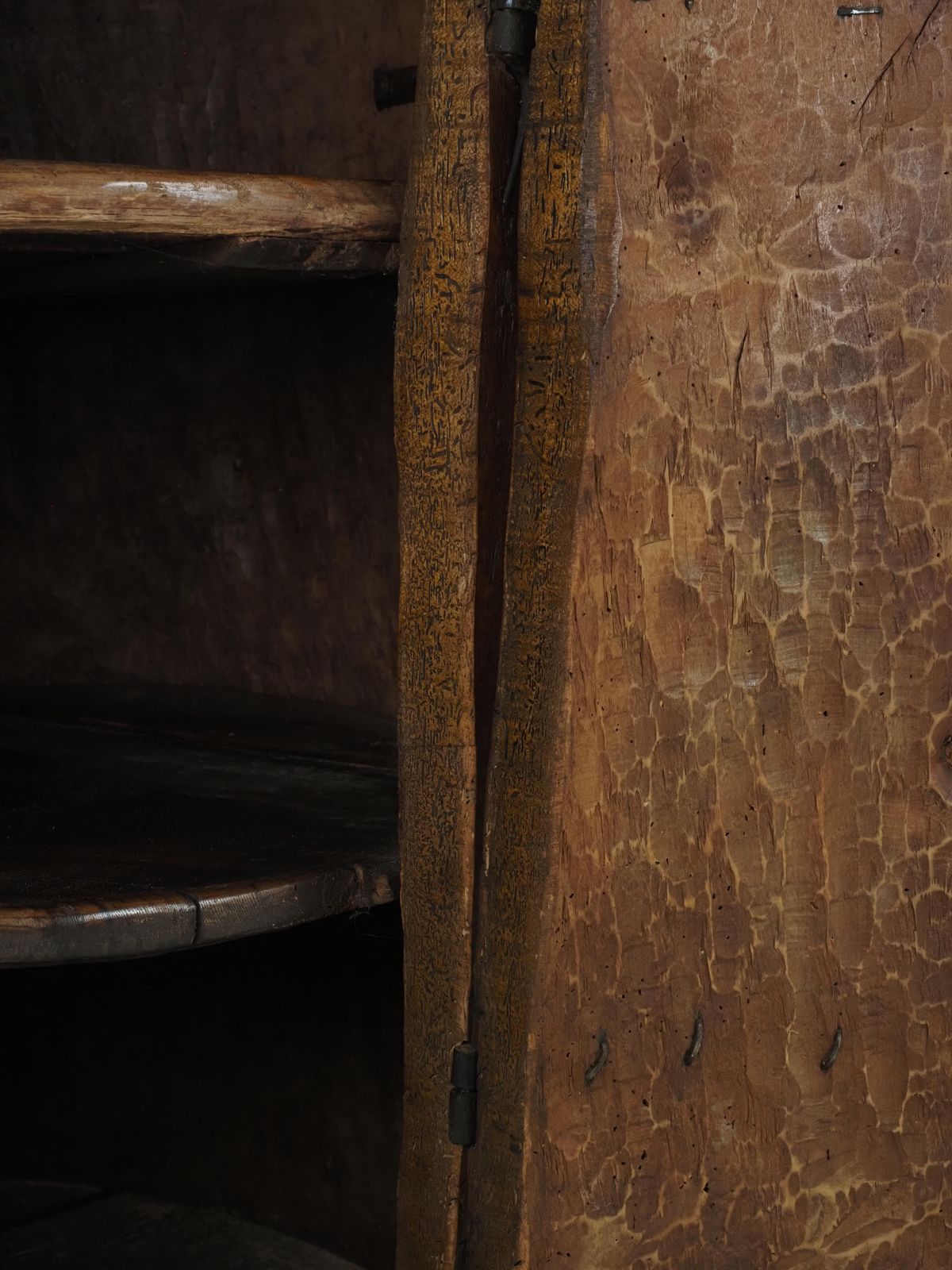 photo buy Primitive Folk Art Cabinet Made Of An Old Tree Trunk Early 1900s