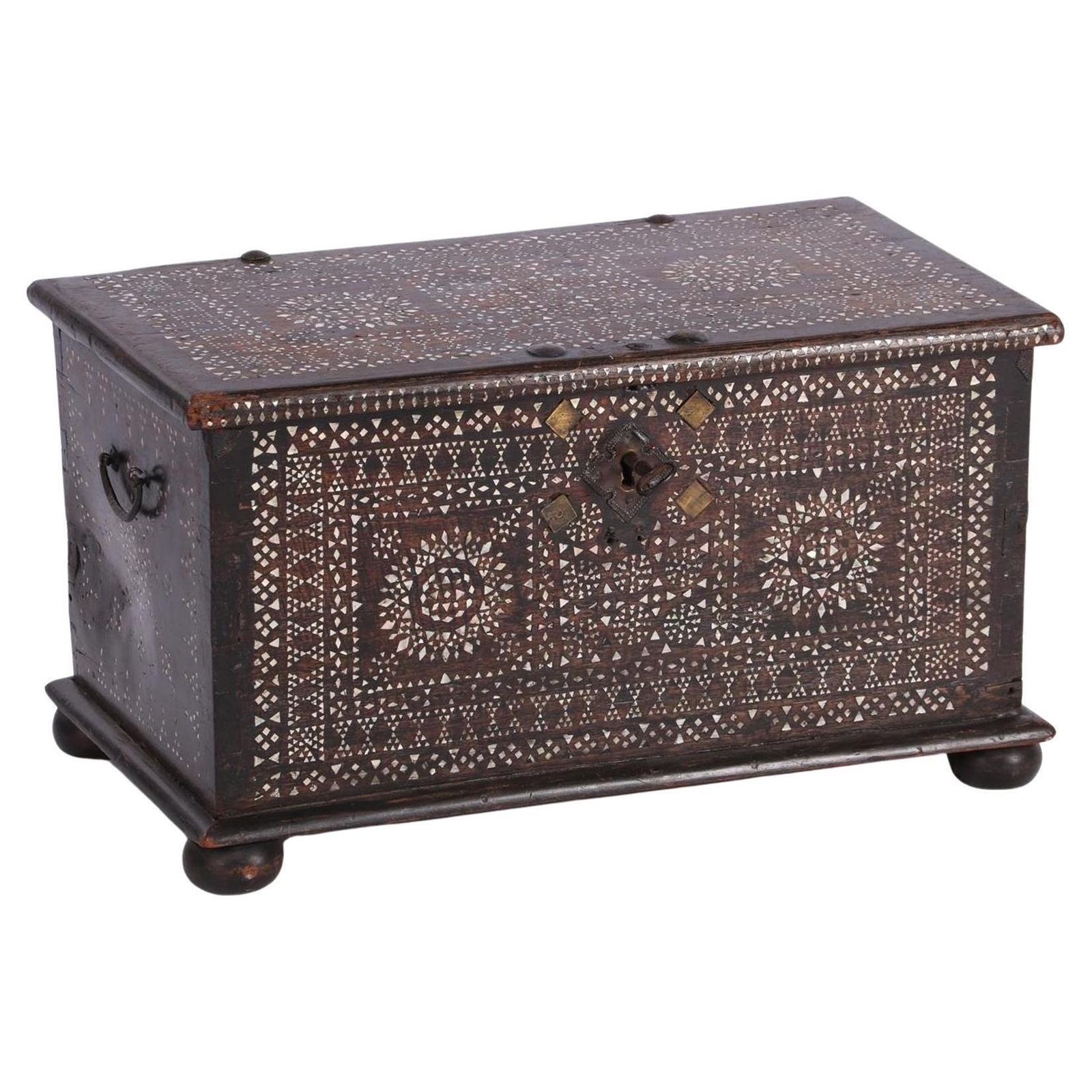 19th Century Oriental Chest Inlaid With Mother Of Pearl