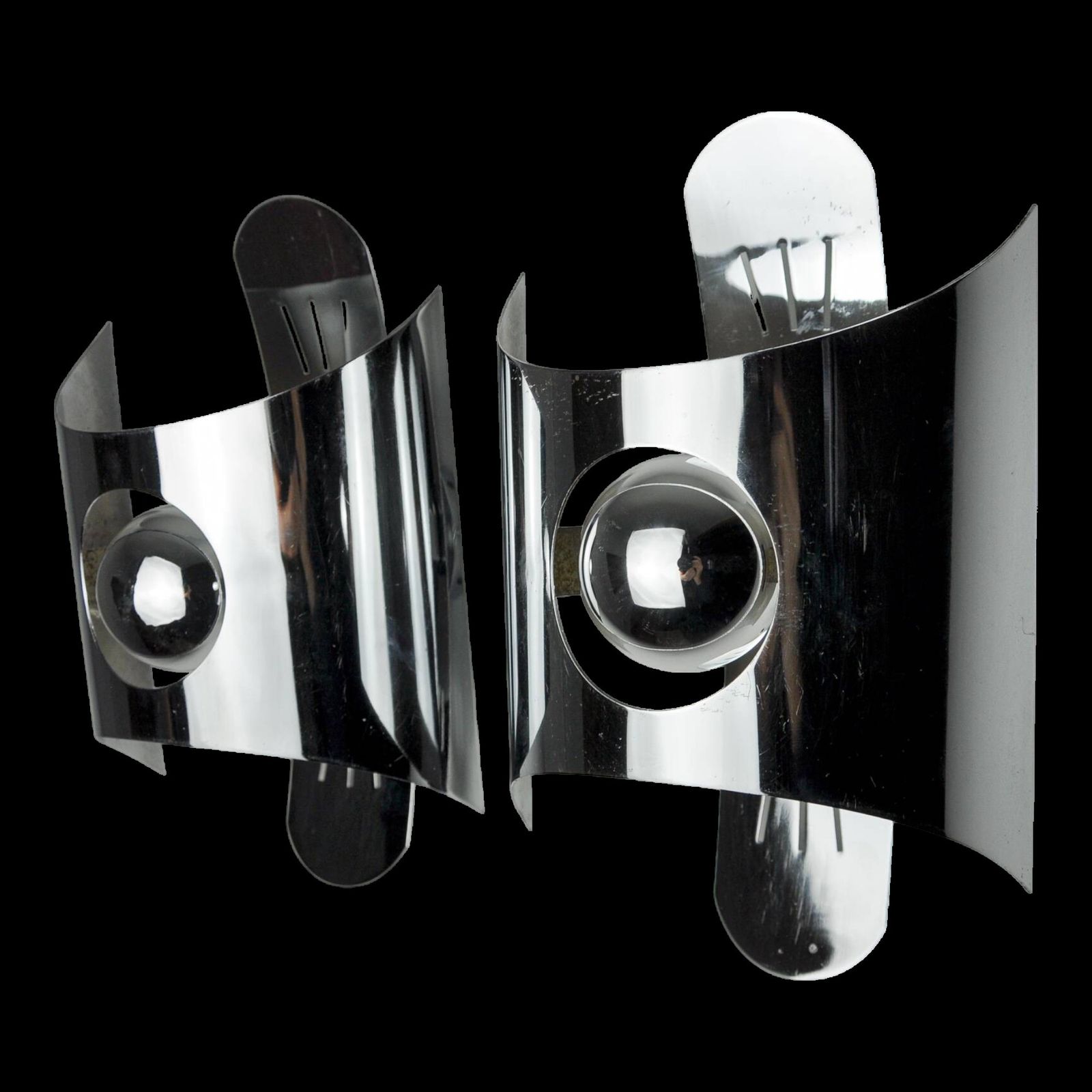 Page 1 Of 12 Pair Of Space Age Wall Lights, Chromed Metal, Italy, 1970 photo furniture