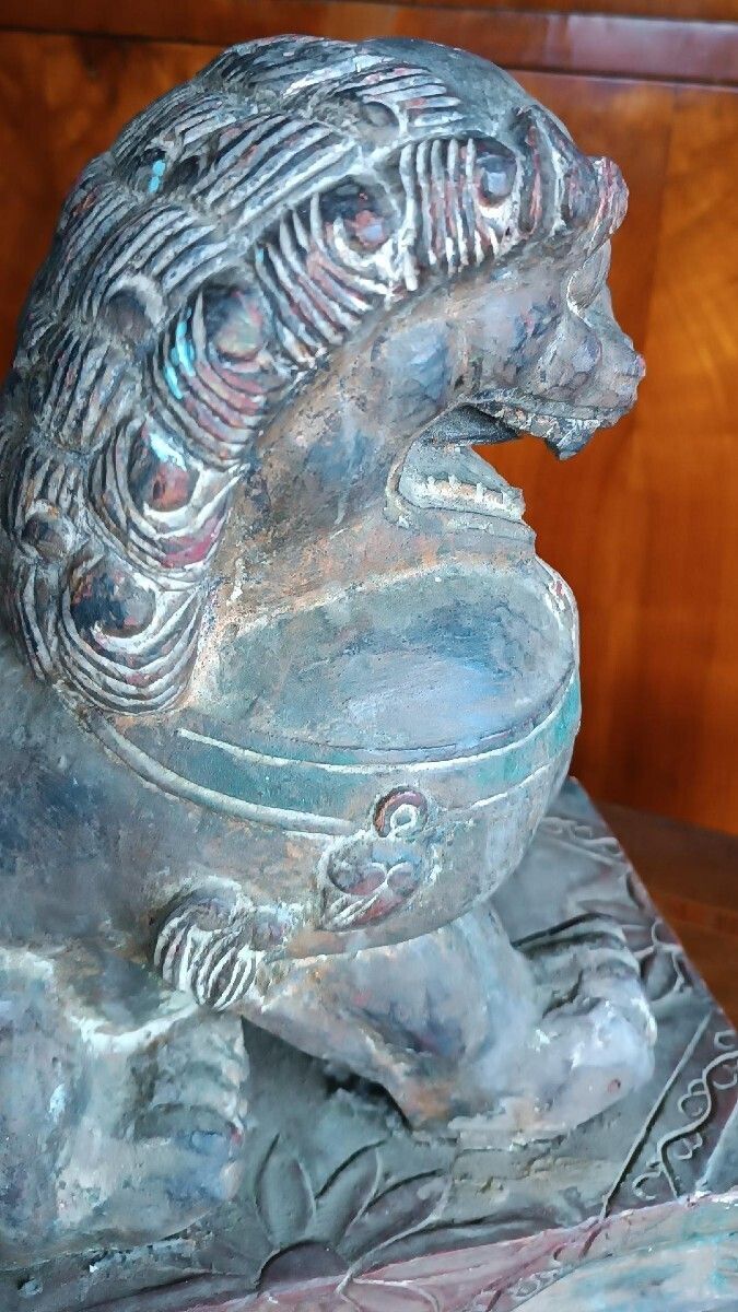 Lacquered Wooden Pho Dog   China, Early 20th Century photo vintage