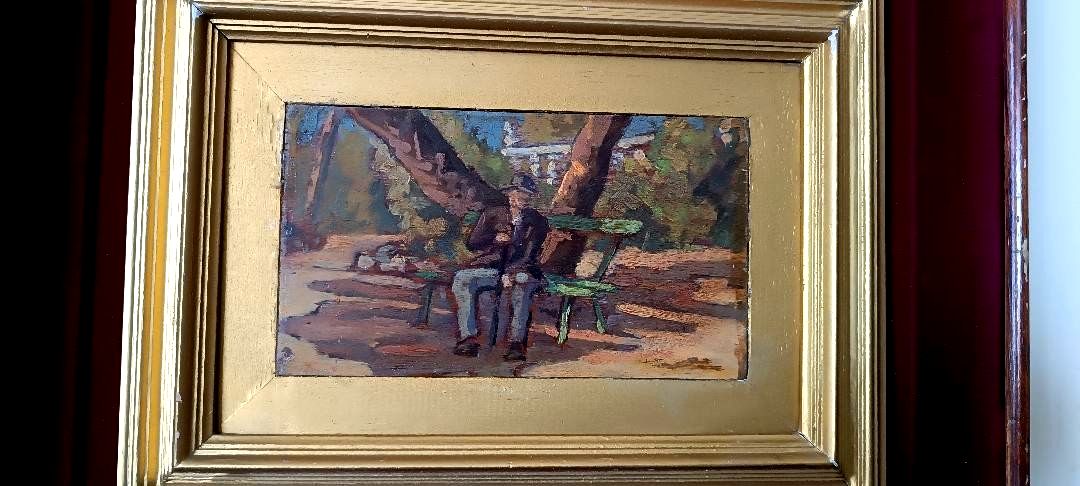 Oil On Board First Half 900 Navicella Viareggio Gallery Stamp photo Art