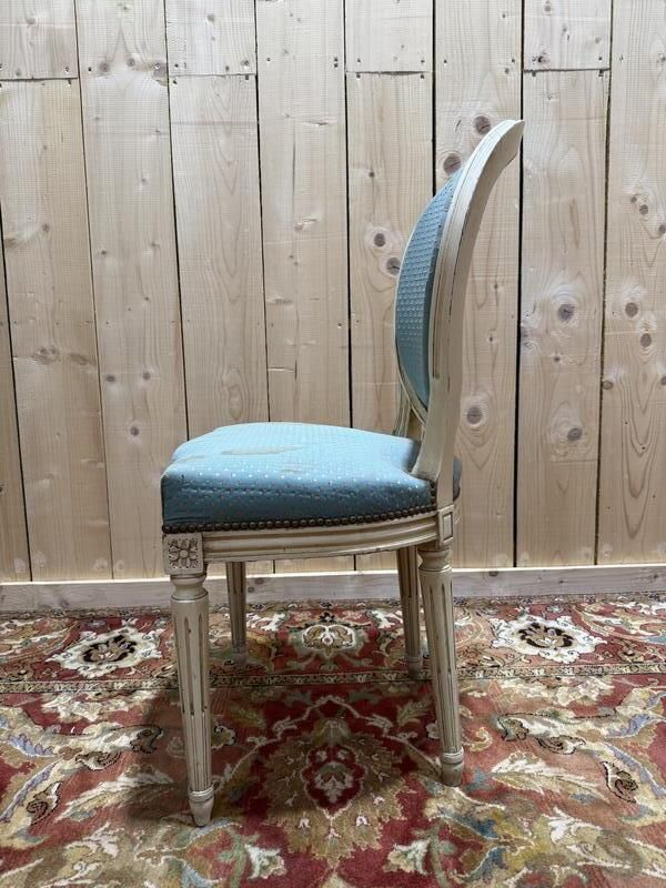 Suite De 6 Chaises Médaillons De Style Louis XVI Rechampi photo Furniture